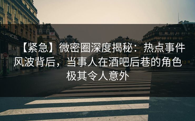 【紧急】微密圈深度揭秘：热点事件风波背后，当事人在酒吧后巷的角色极其令人意外