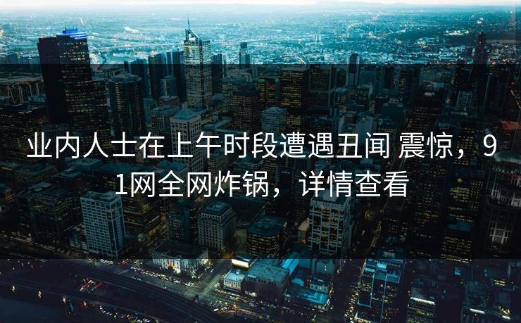 业内人士在上午时段遭遇丑闻 震惊，91网全网炸锅，详情查看