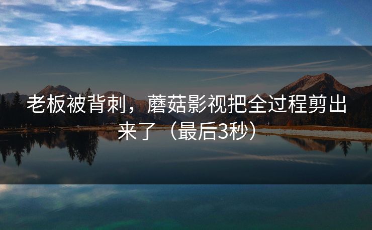 老板被背刺，蘑菇影视把全过程剪出来了（最后3秒）